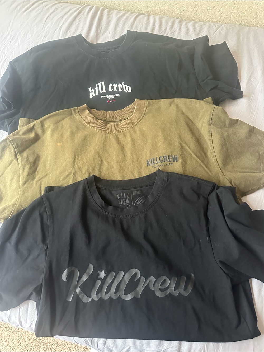set of 3 killcrew t shirts